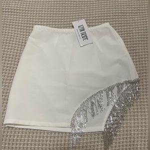 12TH TRIBE Madelyn White Crystal Mini Skirt XS